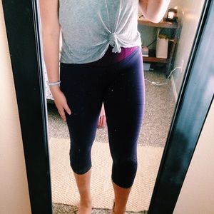 Lululemon Striped Plum and Blue Leggings